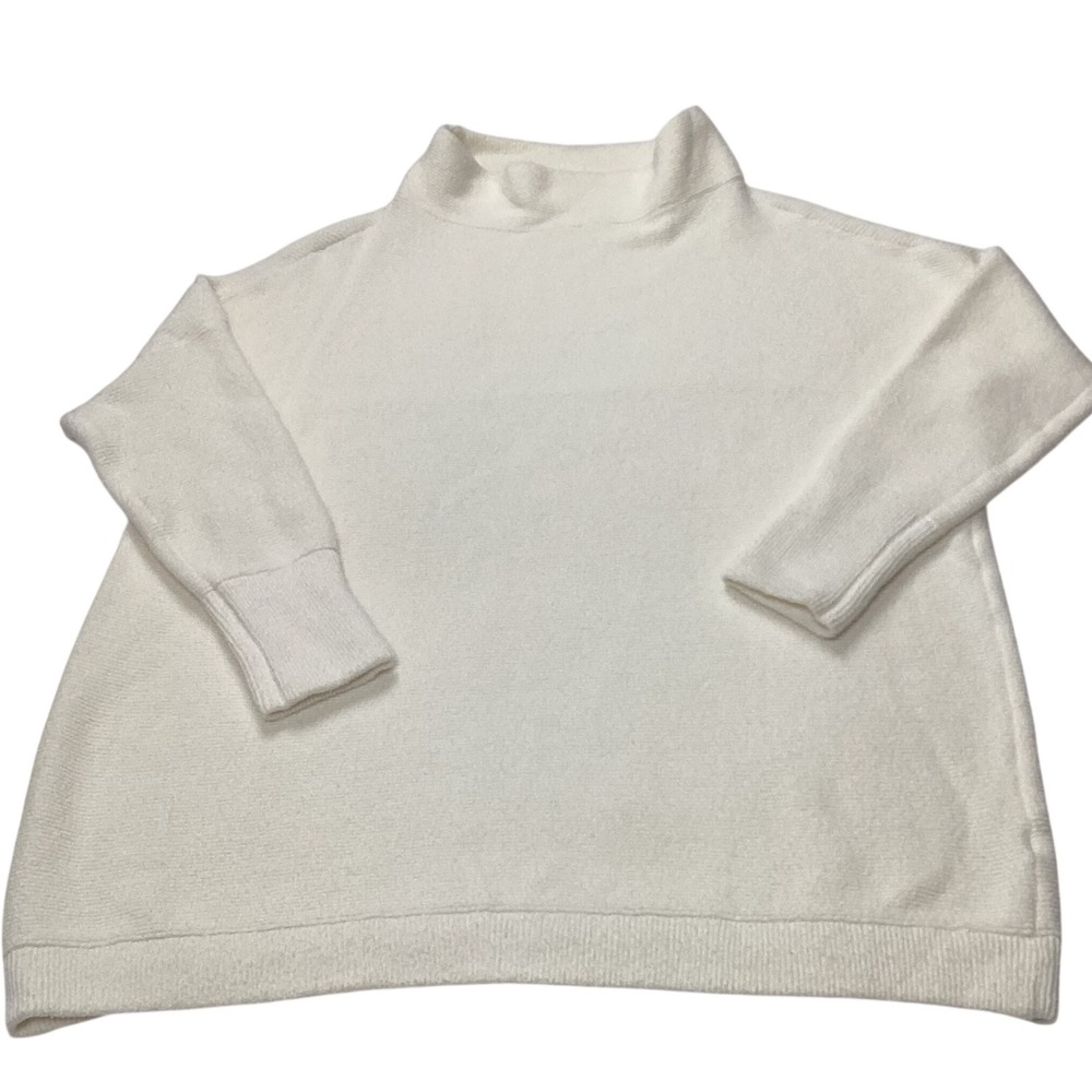 Free People White Textured Mock Neck‎ Sweater Pullover Size L